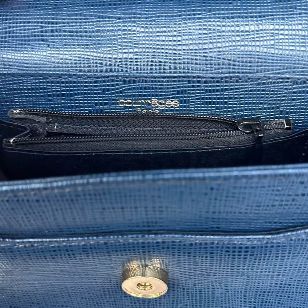 Vintage Courreges navy blue leather handbag - Picture 4 of 4